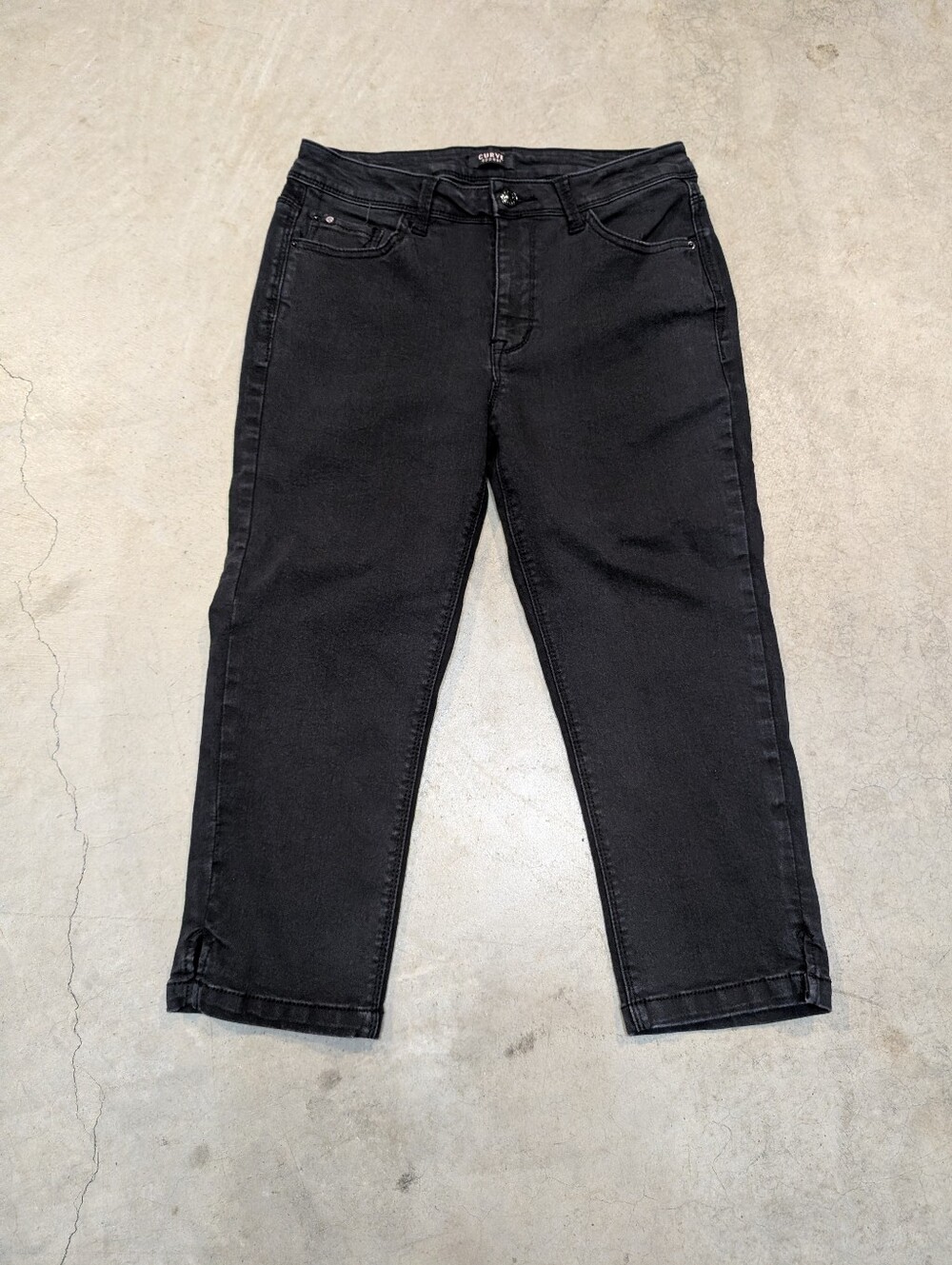 Curve Appeal Capri Jeans Women's 8 Black Stretch